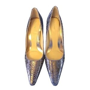 Calvin Klein Silver Snake Print Cone Heel Pumps Pointed‎ Toe Synthetic 8M
